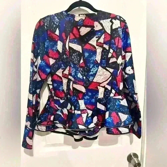 Window pain multicolor top blazer blouse - Picture 3 of 4